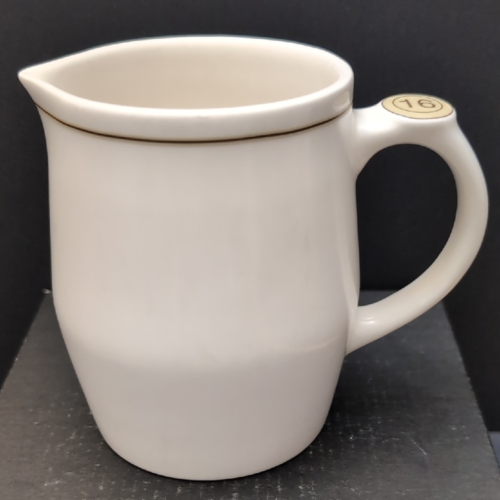 2008 Starbucks Coffee 16 oz White Ceramic Frothing Pitcher.